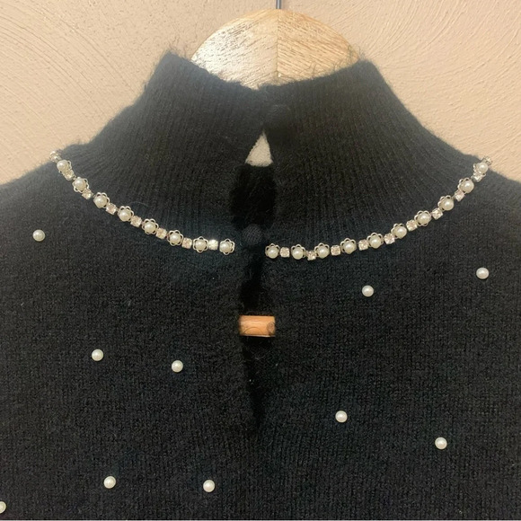 Zara Pearl Trim Knit Sweater Mini Dress Size Large Blogger's Fav - Picture 11 of 13